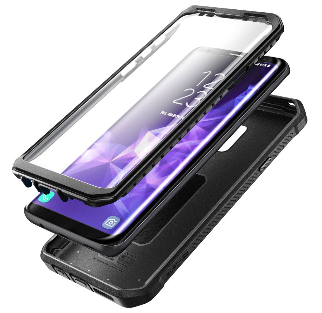 Etui pancerne z kaburą z klipsem obrotowym i osłoną na ekran Supcase Unicorn Beetle Pro do Galaxy S9 Plus